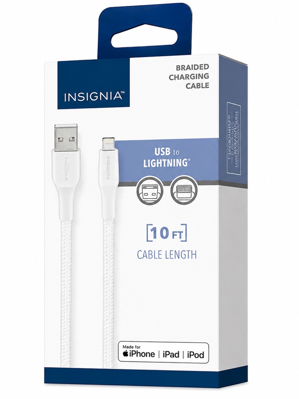 Insignia Braided Lightning to USB Cable, 10 ft. Length